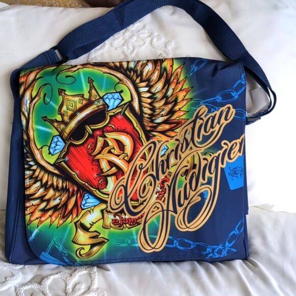 Vintage Y2K Christian Audigier /Ed Hardy XLarge Crossbody/Messenger Bag - Picture 1 of 13